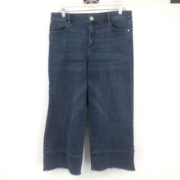 J. Jill Jeans High Rise Full Leg Crop Frayed Hem Stretch Size 12 Petite - Picture 2 of 11